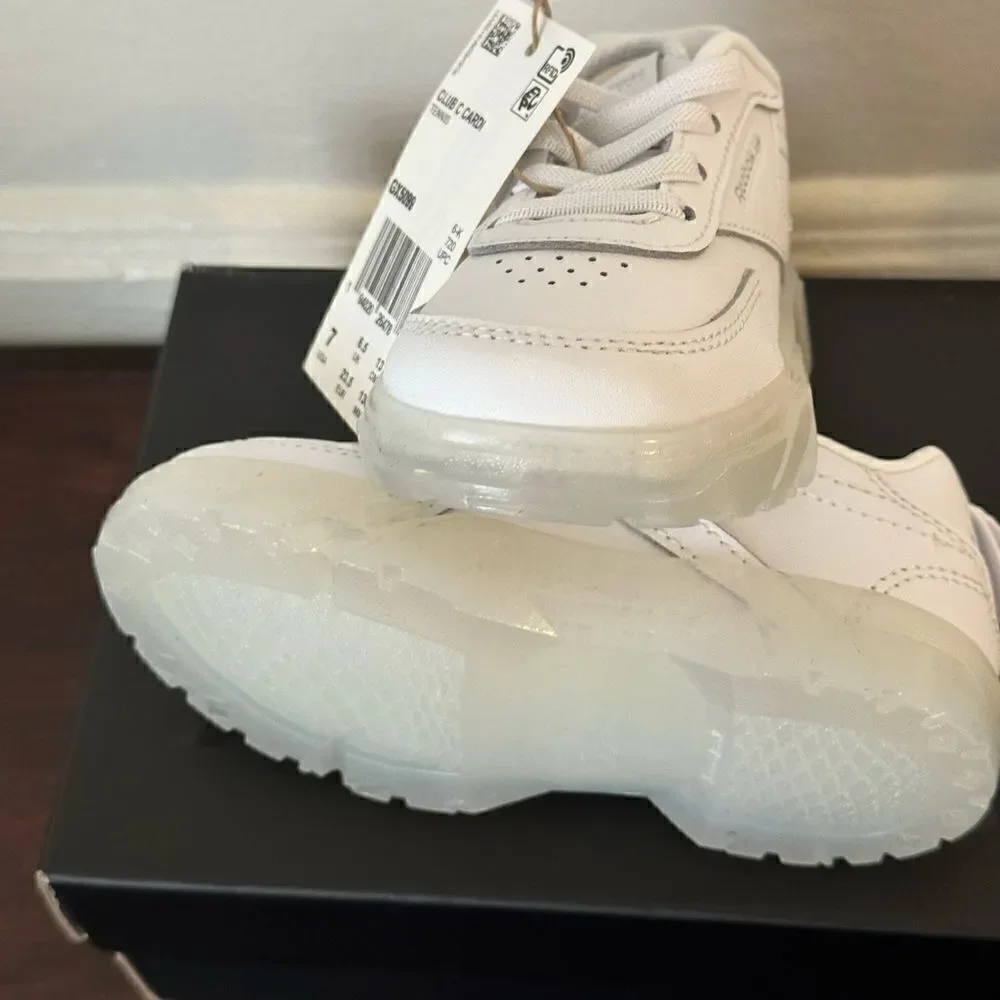 Cardi B X Reebok Kids leather platform sneaker in white  size 7 , NIB